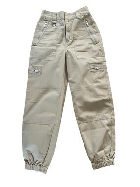 TNA Beige Cargo Jogger Pants with Zip Pockets